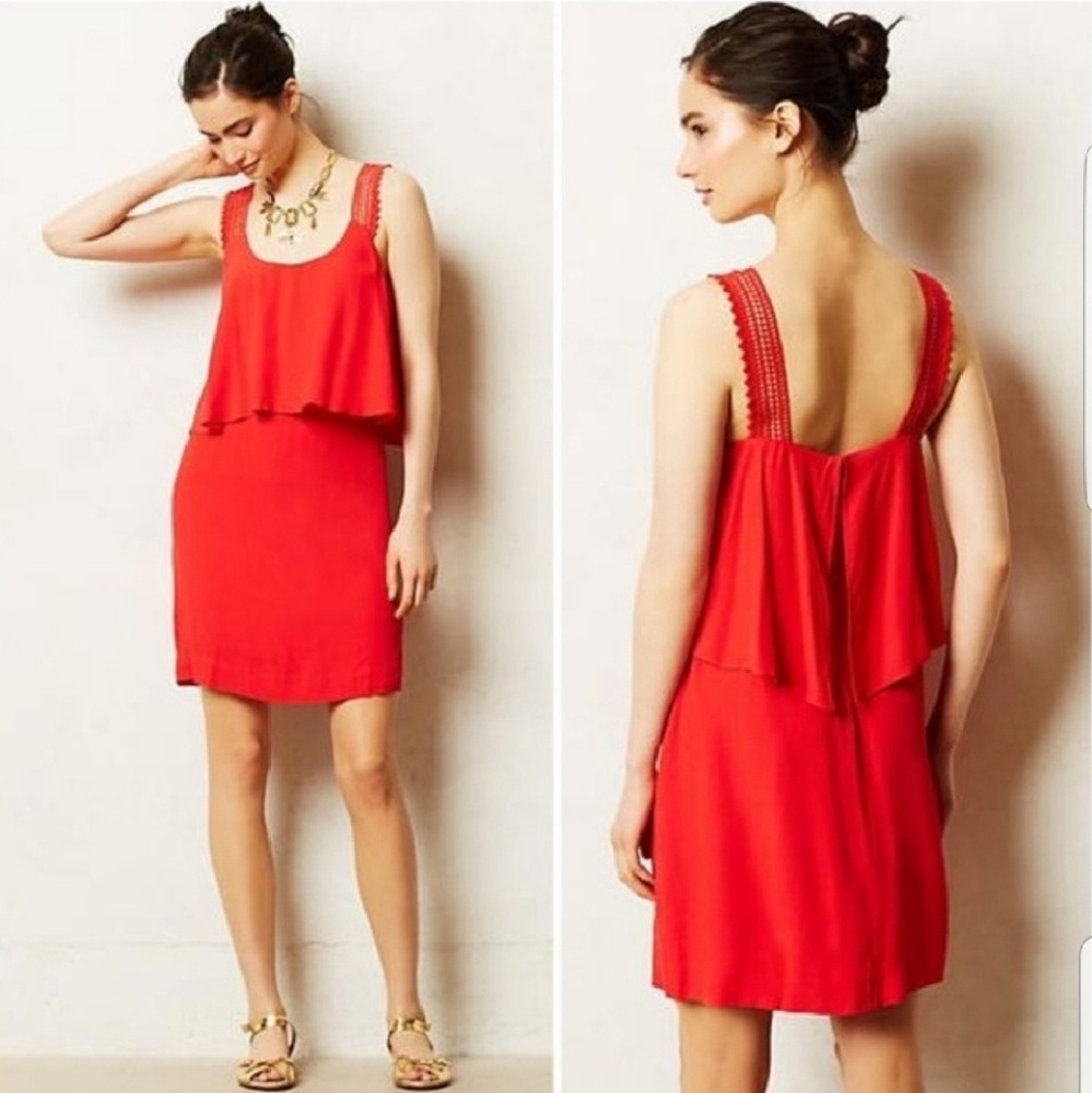 Anthropologie Maeve Red Tisana Dress